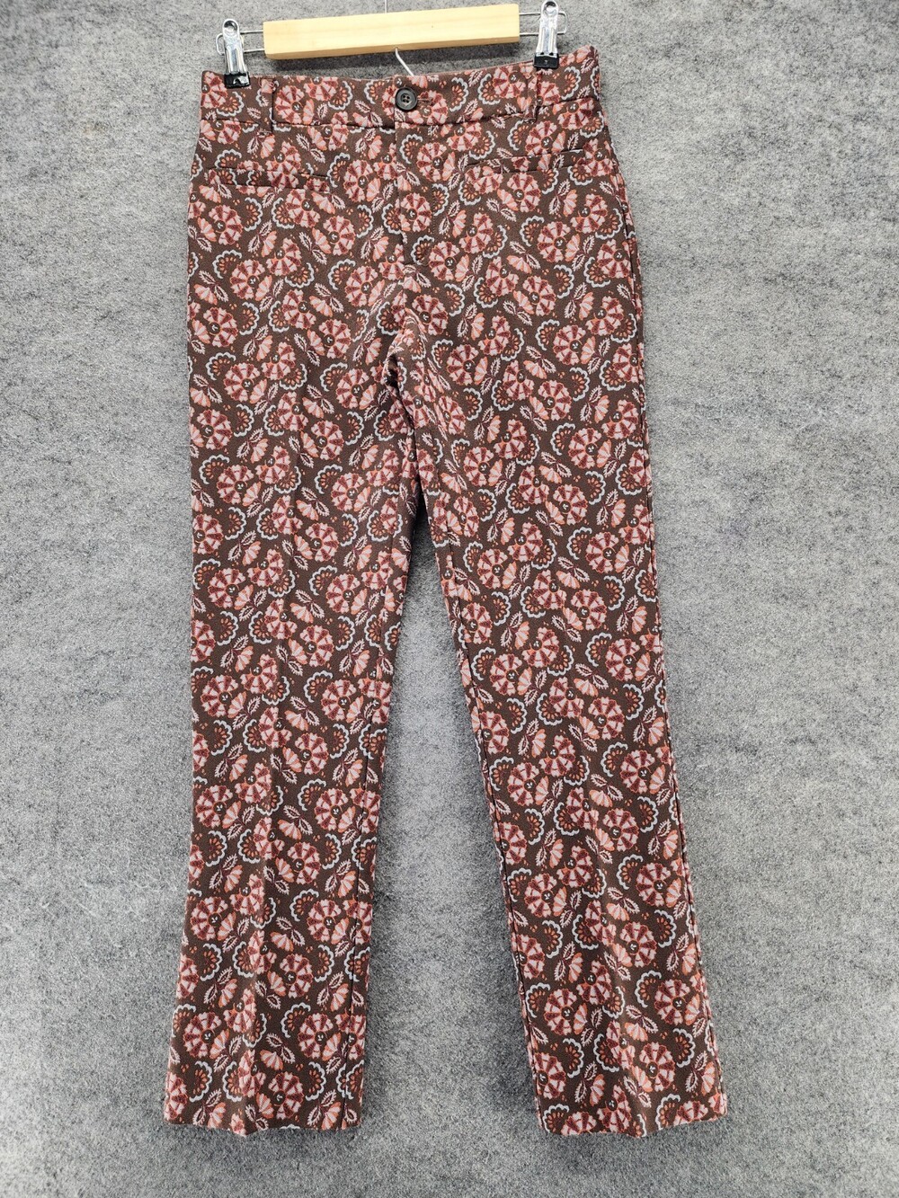 Anthropologie Pants Womens 0 Brown Floral Essential Slim